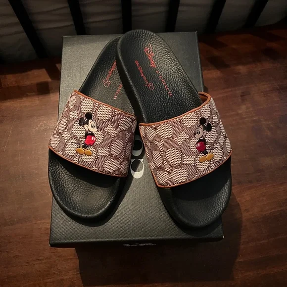 Coach Black Mickey Mouse Sandals COACH DISNEY x 50th Anniversary of Walt Disney Sport Slides  main image 4